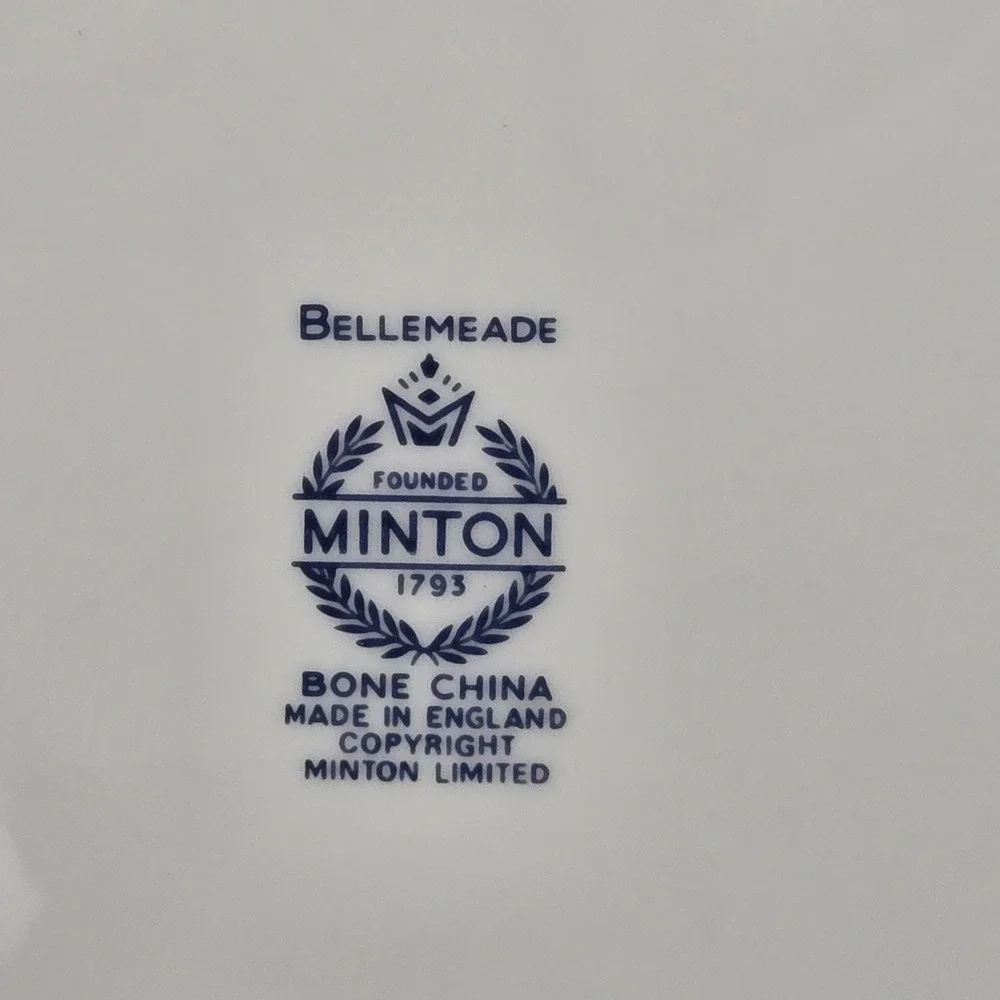 Minton Bellemeade Salad Plates Set of 6 Blue Floral Bone China 8